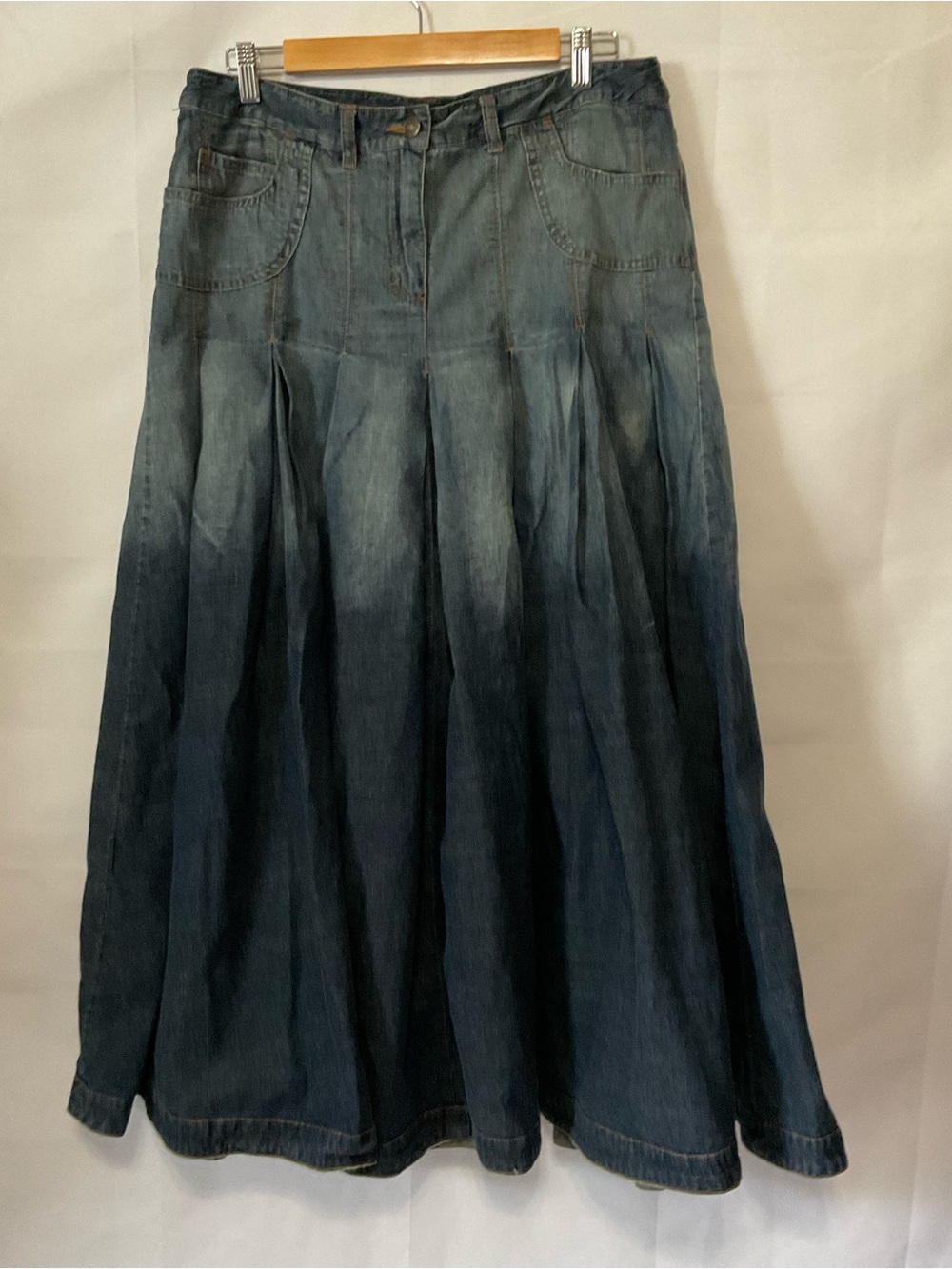Vintage Denim Maxi Skirt from Jeanology Boho Western Prairie Y2K Size 14 Cotton